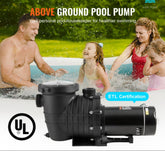 Above Ground Pool Pump, 1.5 HP, 100 GPM Single Speed Swimming Pool Pump, 110V/240V 3450 RPM 50.9 ft Max Head Pool Pump with Filter Basket, for Above Ground Pools Hot Tubs Spas